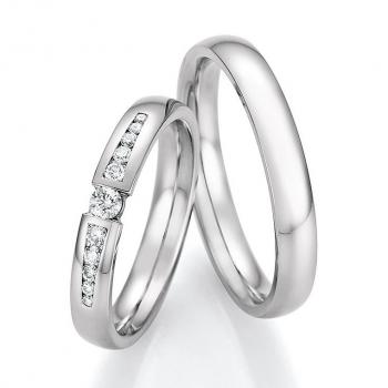 Nowotny-Collection Ruesch Trauringe Weissgold 66/60090-035 + 66/60100-035